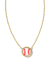 Load image into Gallery viewer, Baseball Short Pendant Necklace in Ivory Mother-of-Pearl, Fashion Jewelry, Unique Gifts
