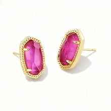 Lade das Bild in den Galerie-Viewer, Oval Stud Earrings in Azalea Pink, Gold/Silver/Rose Gold Plated Minimalist Jewelry for Women
