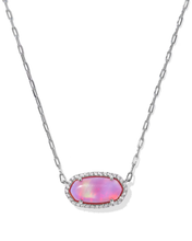 Lade das Bild in den Galerie-Viewer, Pave Frame Pink Opalescent Resin Short Pendant Necklace for Women,Fashion Jewelry, Unique Gifts
