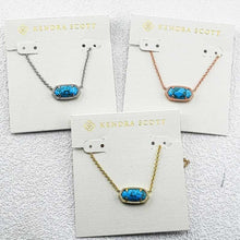 Charger l'image dans la galerie, Oval Turquoise Pendant Necklace, Dainty Blue Stone Bar Necklace, Minimalist Gold/Silver/Rose Gold Plated Layered Choker for Women for Women
