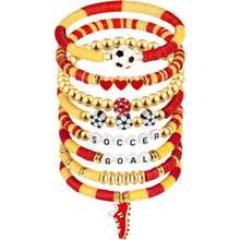 Load image into Gallery viewer, Sports Game Day Bracelet Set Hockey Volleyball Baseball Soccer Softball Theme Heishi Clay Bead Stackable Bracelets Multi‑Style Sport Fan Charm Wrist Jewelry Gift for Women Girls
