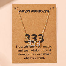 Carregar imagem no visualizador da galeria, Angel Number Necklace 111 222 333 777 Crystal Zircon Number Pendant Gold Chain Spiritual Lucky Charm Necklaces Women Jewelry With Message Card
