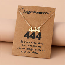 Load image into Gallery viewer, Angel Number Necklace 111 222 333 777 Stainless Steel Lucky Number Pendant Gold Chain Spiritual Manifestation Jewelry With Message Card
