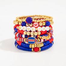 Carica l'immagine nel visualizzatore di Gallery, Football Theme Beaded Bracelet Set Multi‑Color Heishi Clay Bead Sport Charm Stackable Bracelets Fan Party Jewelry Gift For Women Teen Girls
