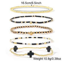 Load image into Gallery viewer, Bohemian Cross Beaded Stackable Bracelets Set Multi Layer Seed Bead Stretch Bracelet for Women Religious Jewelry Gift
