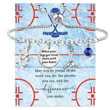Load image into Gallery viewer, Ice Hockey Charm Bracelet Inspirational Engraved Quote Adjustable Box Chain Bracelet Hockey Player Gift for Women Girls Sports Jewelry

