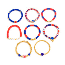 Carica l'immagine nel visualizzatore di Gallery, Football Theme Beaded Bracelet Set Multi‑Color Heishi Clay Bead Sport Charm Stackable Bracelets Fan Party Jewelry Gift For Women Teen Girls
