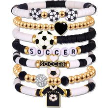 Charger l'image dans la galerie, Sports Game Day Bracelet Set Football Soccer Softball Theme Heishi Clay Bead Stackable Bracelets Multi‑Style Sport Fan Charm Wrist Jewelry Gift for Women Girls

