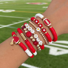 Carica l'immagine nel visualizzatore di Gallery, Football Theme Beaded Bracelet Set Multi‑Color Heishi Clay Bead Sport Charm Stackable Bracelets Fan Party Jewelry Gift For Women Teen Girls
