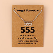 Carregar imagem no visualizador da galeria, Dainty Stainless Steel Angel Number Necklace 111 222 333 777 Minimalist Spiritual Lucky Number Pendant Necklace
