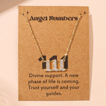 Carregar imagem no visualizador da galeria, Angel Number Necklace 111 222 333 777 Crystal Zircon Number Pendant Gold Chain Spiritual Lucky Charm Necklaces Women Jewelry With Message Card
