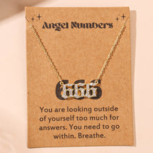Carregar imagem no visualizador da galeria, Angel Number Necklace 111 222 333 777 Crystal Zircon Number Pendant Gold Chain Spiritual Lucky Charm Necklaces Women Jewelry With Message Card
