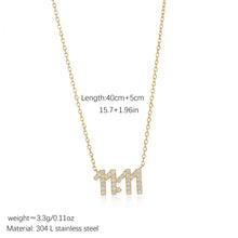 Carregar imagem no visualizador da galeria, 11:11 Angel Number Necklace Paved Cubic Zircon Manifestation Lucky Number Pendant Gold Dainty Chain Spiritual Women Jewelry
