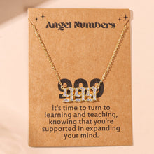 Carregar imagem no visualizador da galeria, Angel Number Necklace 111 222 333 777 Crystal Zircon Number Pendant Gold Chain Spiritual Lucky Charm Necklaces Women Jewelry With Message Card
