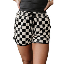 Load image into Gallery viewer, 3 Colors Checkered Drawstring Shorts, Women's Casual Elastic Waist Summer Beach Shorts with Pockets
