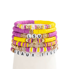 Carica l'immagine nel visualizzatore di Gallery, Football Theme Beaded Bracelet Set Multi‑Color Heishi Clay Bead Sport Charm Stackable Bracelets Fan Party Jewelry Gift For Women Teen Girls
