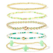 Load image into Gallery viewer, Bohemian Cross Beaded Stackable Bracelets Set Multi Layer Seed Bead Stretch Bracelet for Women Religious Jewelry Gift
