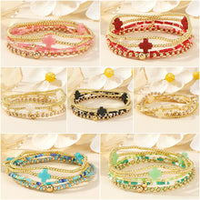 Load image into Gallery viewer, Bohemian Cross Beaded Stackable Bracelets Set Multi Layer Seed Bead Stretch Bracelet for Women Religious Jewelry Gift
