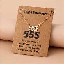Load image into Gallery viewer, Angel Number Necklace 111 222 333 777 Stainless Steel Lucky Number Pendant Gold Chain Spiritual Manifestation Jewelry With Message Card
