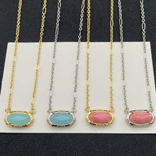 Load image into Gallery viewer, Etch Frame Oval Pendant Necklace for Women, Gold Plated Mixed Paperclip Chain Western Boho Jewelry Gift

