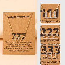Carregar imagem no visualizador da galeria, Angel Number Necklace 111 222 333 777 Crystal Zircon Number Pendant Gold Chain Spiritual Lucky Charm Necklaces Women Jewelry With Message Card

