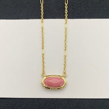 Load image into Gallery viewer, Etch Frame Oval Pendant Necklace for Women, Gold Plated Mixed Paperclip Chain Western Boho Jewelry Gift

