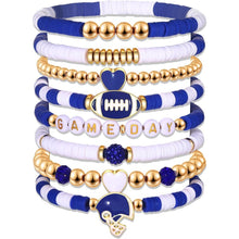 Charger l'image dans la galerie, Sports Game Day Bracelet Set Football Soccer Softball Theme Heishi Clay Bead Stackable Bracelets Multi‑Style Sport Fan Charm Wrist Jewelry Gift for Women Girls
