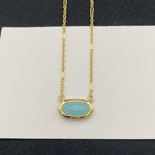 Load image into Gallery viewer, Etch Frame Oval Pendant Necklace for Women, Gold Plated Mixed Paperclip Chain Western Boho Jewelry Gift
