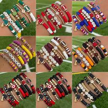 Carica l'immagine nel visualizzatore di Gallery, Football Theme Beaded Bracelet Set Multi‑Color Heishi Clay Bead Sport Charm Stackable Bracelets Fan Party Jewelry Gift For Women Teen Girls
