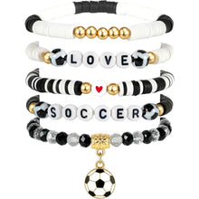 Charger l'image dans la galerie, Sports Game Day Bracelet Set Football Soccer Softball Theme Heishi Clay Bead Stackable Bracelets Multi‑Style Sport Fan Charm Wrist Jewelry Gift for Women Girls
