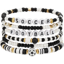 Load image into Gallery viewer, Sports Game Day Bracelet Set Hockey Volleyball Baseball Soccer Softball Theme Heishi Clay Bead Stackable Bracelets Multi‑Style Sport Fan Charm Wrist Jewelry Gift for Women Girls
