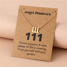 Load image into Gallery viewer, Angel Number Necklace 111 222 333 777 Stainless Steel Lucky Number Pendant Gold Chain Spiritual Manifestation Jewelry With Message Card
