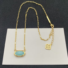 Load image into Gallery viewer, Etch Frame Oval Pendant Necklace for Women, Gold Plated Mixed Paperclip Chain Western Boho Jewelry Gift
