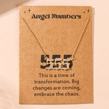 Carregar imagem no visualizador da galeria, Angel Number Necklace 111 222 333 777 Crystal Zircon Number Pendant Gold Chain Spiritual Lucky Charm Necklaces Women Jewelry With Message Card

