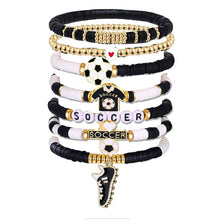 Charger l'image dans la galerie, Sports Game Day Bracelet Set Football Soccer Softball Theme Heishi Clay Bead Stackable Bracelets Multi‑Style Sport Fan Charm Wrist Jewelry Gift for Women Girls
