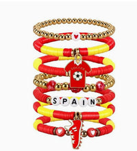 Load image into Gallery viewer, Sports Game Day Bracelet Set Hockey Volleyball Baseball Soccer Softball Theme Heishi Clay Bead Stackable Bracelets Multi‑Style Sport Fan Charm Wrist Jewelry Gift for Women Girls

