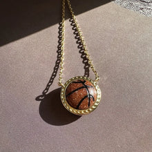 Load image into Gallery viewer, Orange Goldstone Basketball Pendant Necklace, Fashion Jewelry, Unique Gifts
