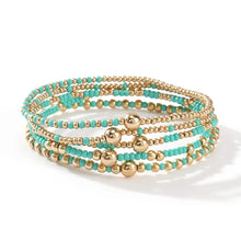 Carregar imagem no visualizador da galeria, Bohemian Beaded Bracelets Colorful Seed Bead Gold Ball Stackable Bracelet Set Women Summer Beach Elastic Jewelry Gift
