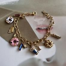 Load image into Gallery viewer, Enamel Coffee Breaak Donut Charm Bracelet, Sweet Dainty Jewelry Gift for Women
