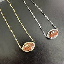 Load image into Gallery viewer, Football Short Pendant Necklace in Orange Goldstone, Fashion Jewelry, Unique Gifts
