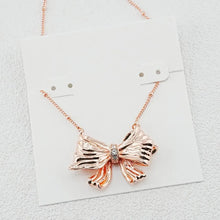 Load image into Gallery viewer, Elegant Bow Pendant Necklace for Women, with Cubic Zirconia, Fashion Jewelry Gift Idea
