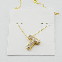 Cargar imagen en el visor de la galería, Gold Letter Initial A-Z Short Pendant Necklace, Cubic Zirconia Inlaid, Fashion Jewelry, Unique Gifts
