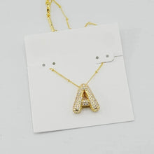 Cargar imagen en el visor de la galería, Gold Letter Initial A-Z Short Pendant Necklace, Cubic Zirconia Inlaid, Fashion Jewelry, Unique Gifts
