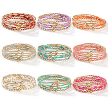 Carregar imagem no visualizador da galeria, Bohemian Beaded Bracelets Colorful Seed Bead Gold Ball Stackable Bracelet Set Women Summer Beach Elastic Jewelry Gift
