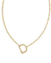 Cargar imagen en el visor de la galería, Gold Letter Initial A-Z Short Pendant Necklace in White Pearl, Fashion Jewelry, Unique Gifts
