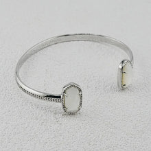 Carregar imagem no visualizador da galeria, Ivory Mother-of-Pearl Cuff Bangle Bracelet for Women, Healing Jewelry, Birthday Gift for Her
