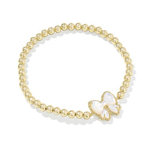 Carregar imagem no visualizador da galeria, Bow Stretch Bracelet in Carved Mother-of-Pearl, Reversible, Fashion Jewelry Gift Idea
