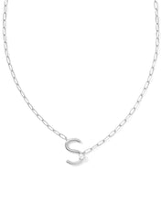 Load image into Gallery viewer, Silver Letter Initial A-Z Short Pendant Necklace in White Pearl, Fashion Jewelry, Unique Gifts
