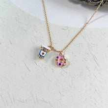 Carica l'immagine nel visualizzatore di Gallery, Cute Colorful Enamel AB Asymmetric Ice Cream Donut Cone Charm Necklace-Fun Fashion Jewelry Gift for Women Girls
