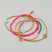 Load image into Gallery viewer, Boho Multilayer Beaded Bracelet Set Colorful Seed Bead Cross Charm Braided Tassel Adjustable Bracelets Bohemian Jewelry
